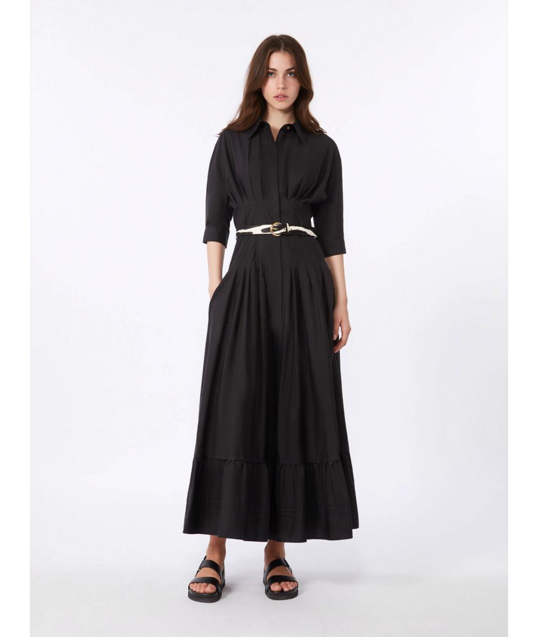 MAX MARA STUDIO Черное хлопковое повседневное платье, фото 2