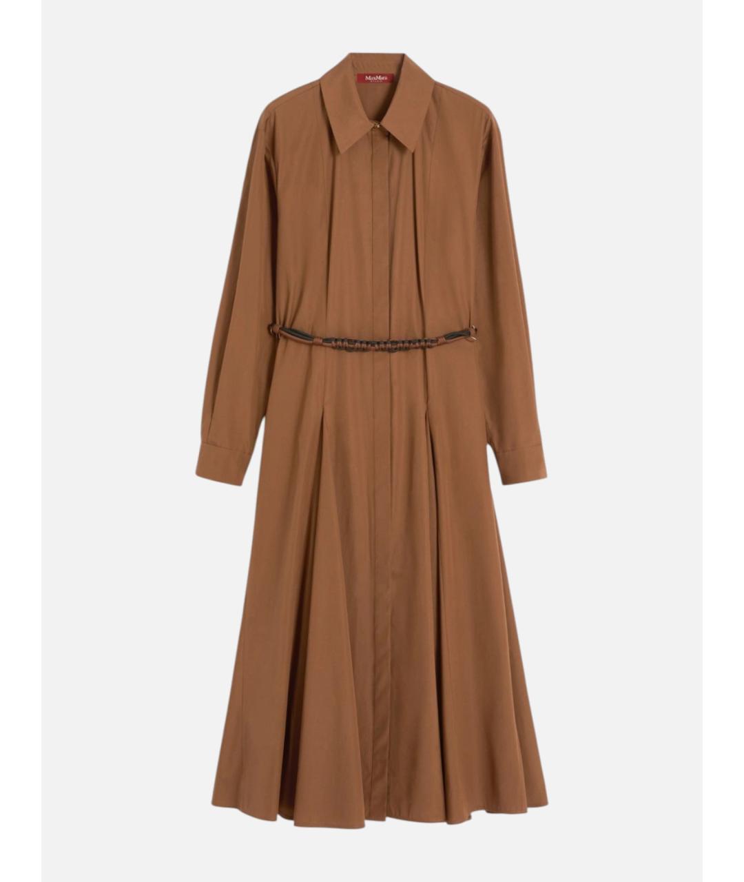 MAX MARA STUDIO Коричневое хлопковое повседневное платье, фото 5