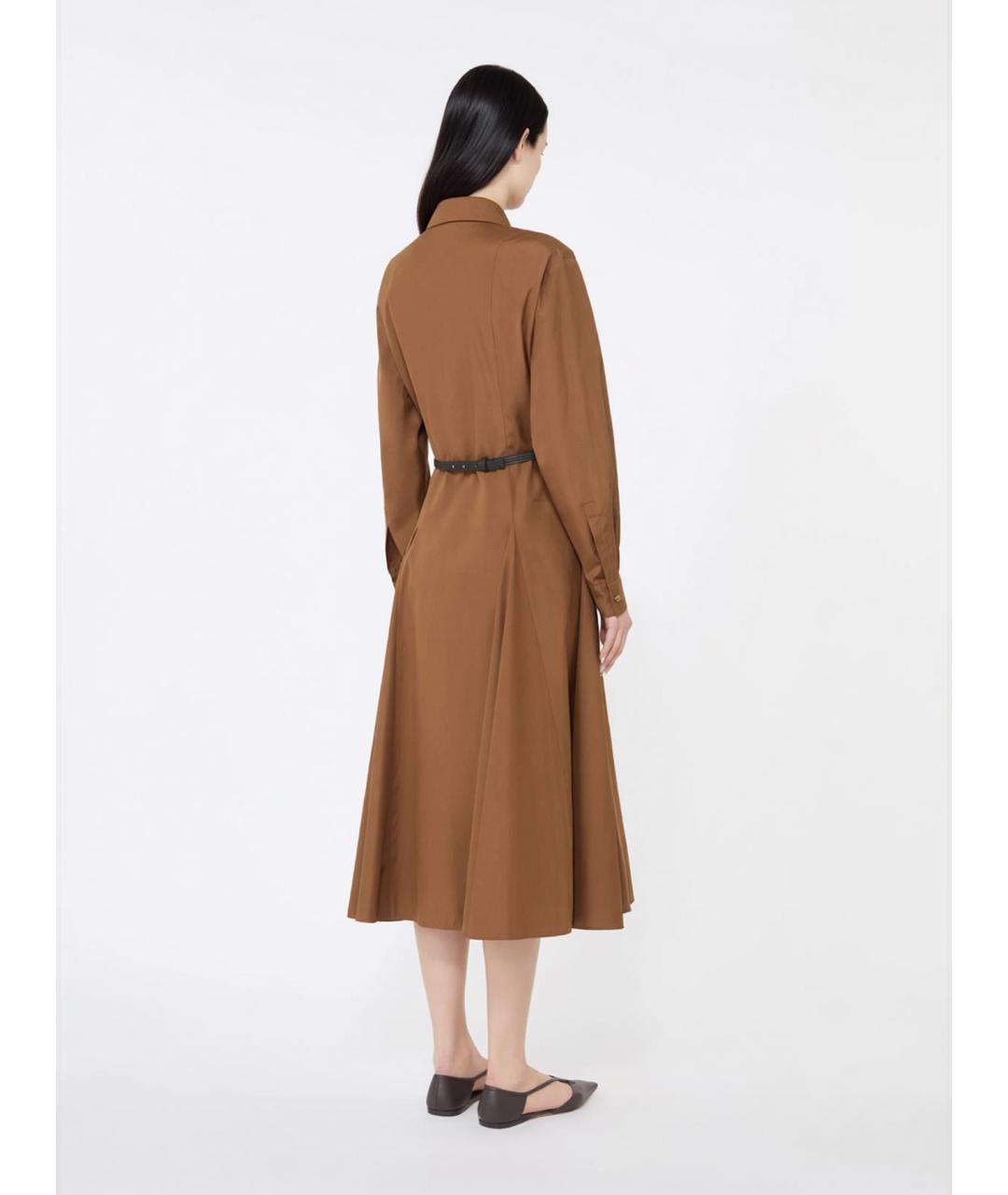 MAX MARA STUDIO Коричневое хлопковое повседневное платье, фото 3