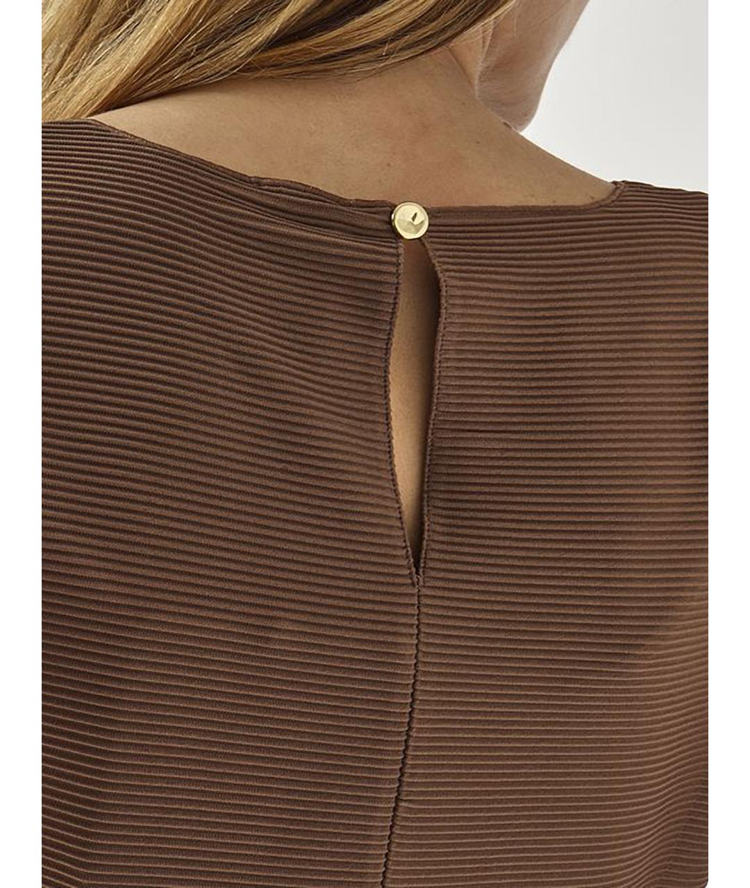 MAX MARA STUDIO Коричневая полиэстеровая футболка, фото 5