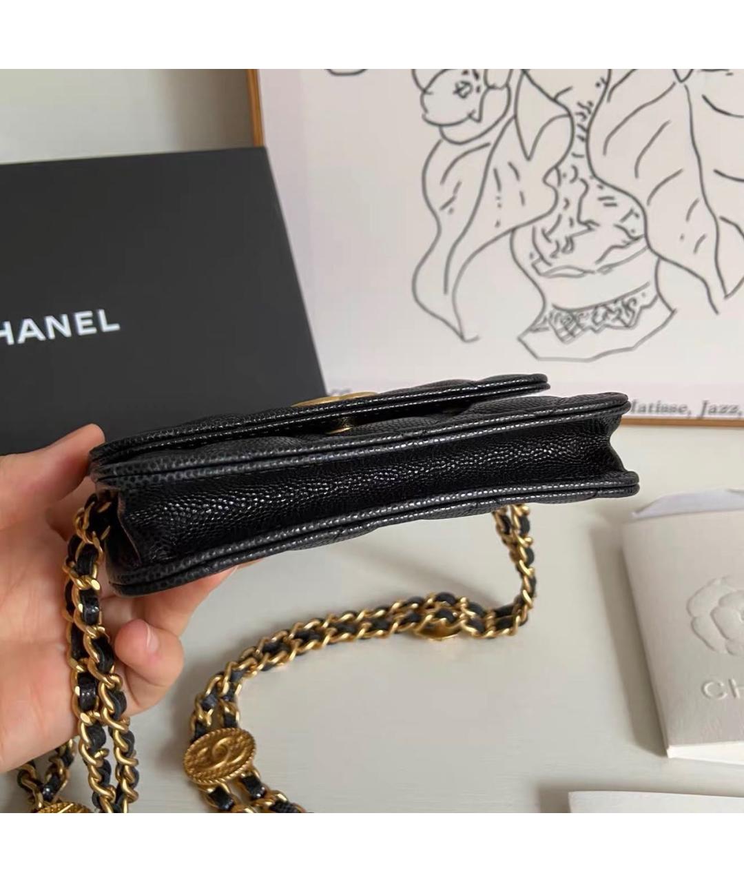 CHANEL Черная кожаная сумка через плечо, фото 4