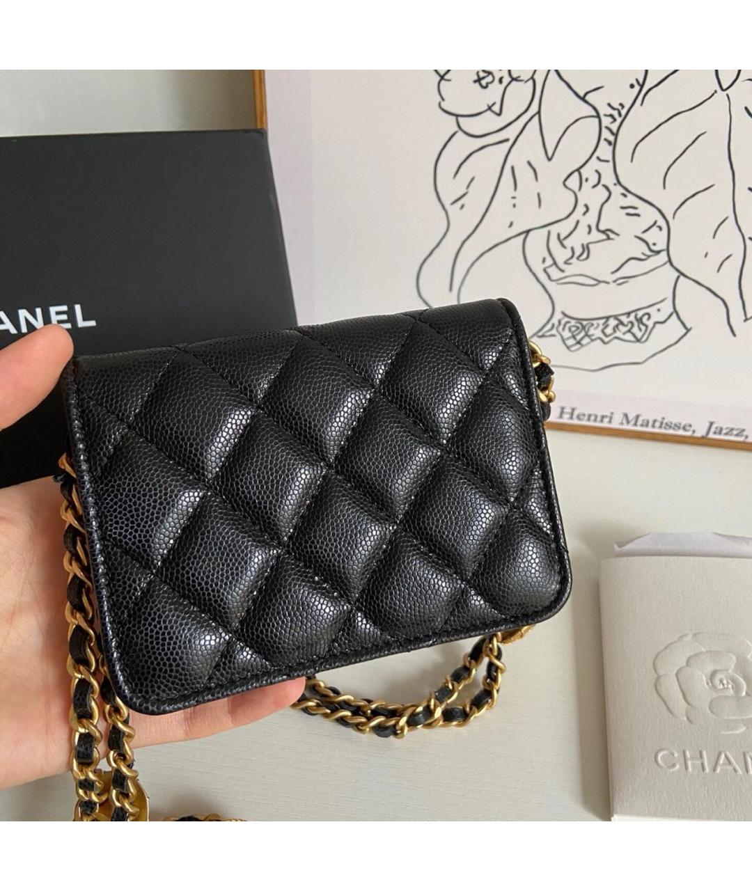 CHANEL Черная кожаная сумка через плечо, фото 5