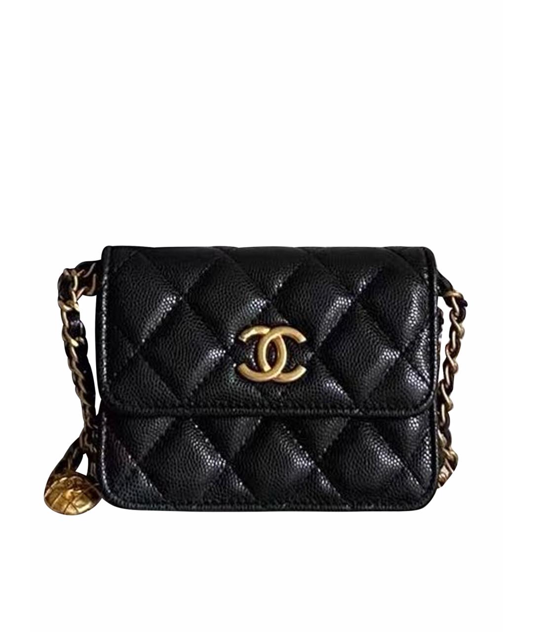 CHANEL Черная кожаная сумка через плечо, фото 8