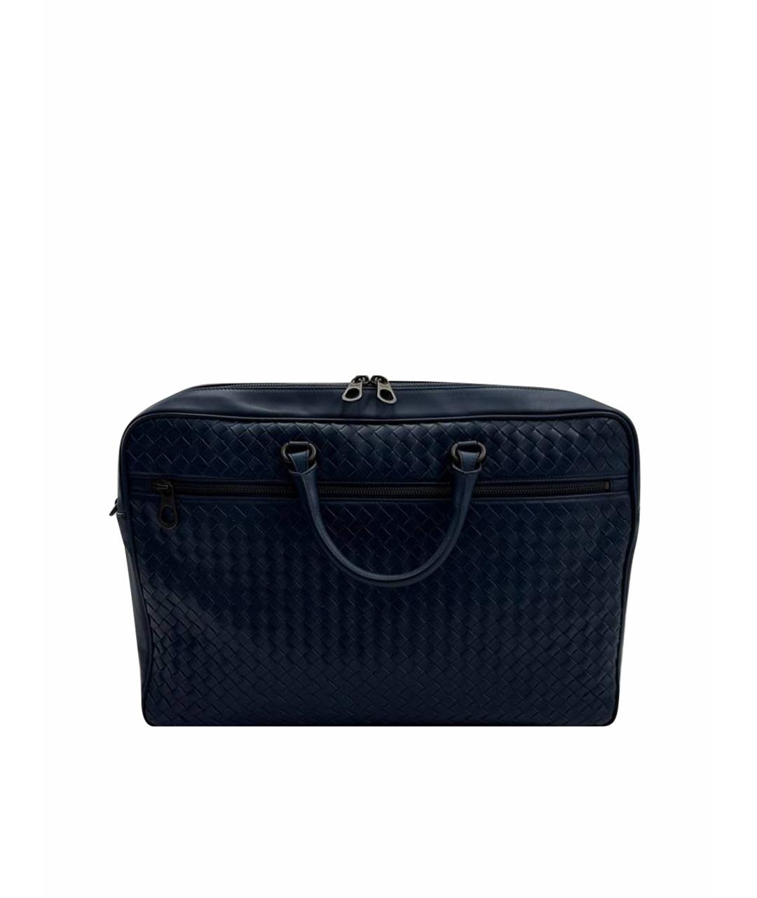 BOTTEGA VENETA Синий кожаный портфель, фото 1