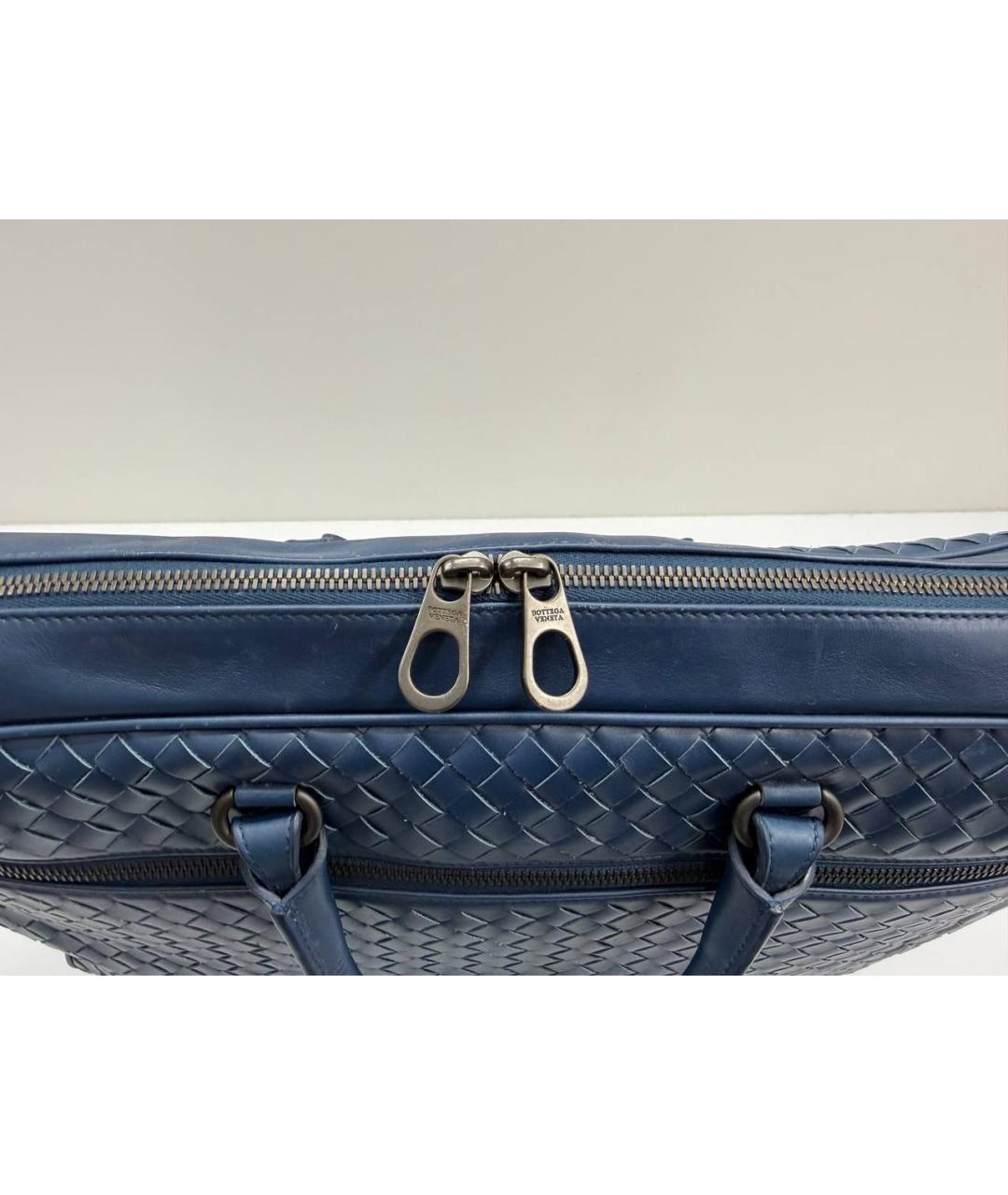 BOTTEGA VENETA Синий кожаный портфель, фото 3