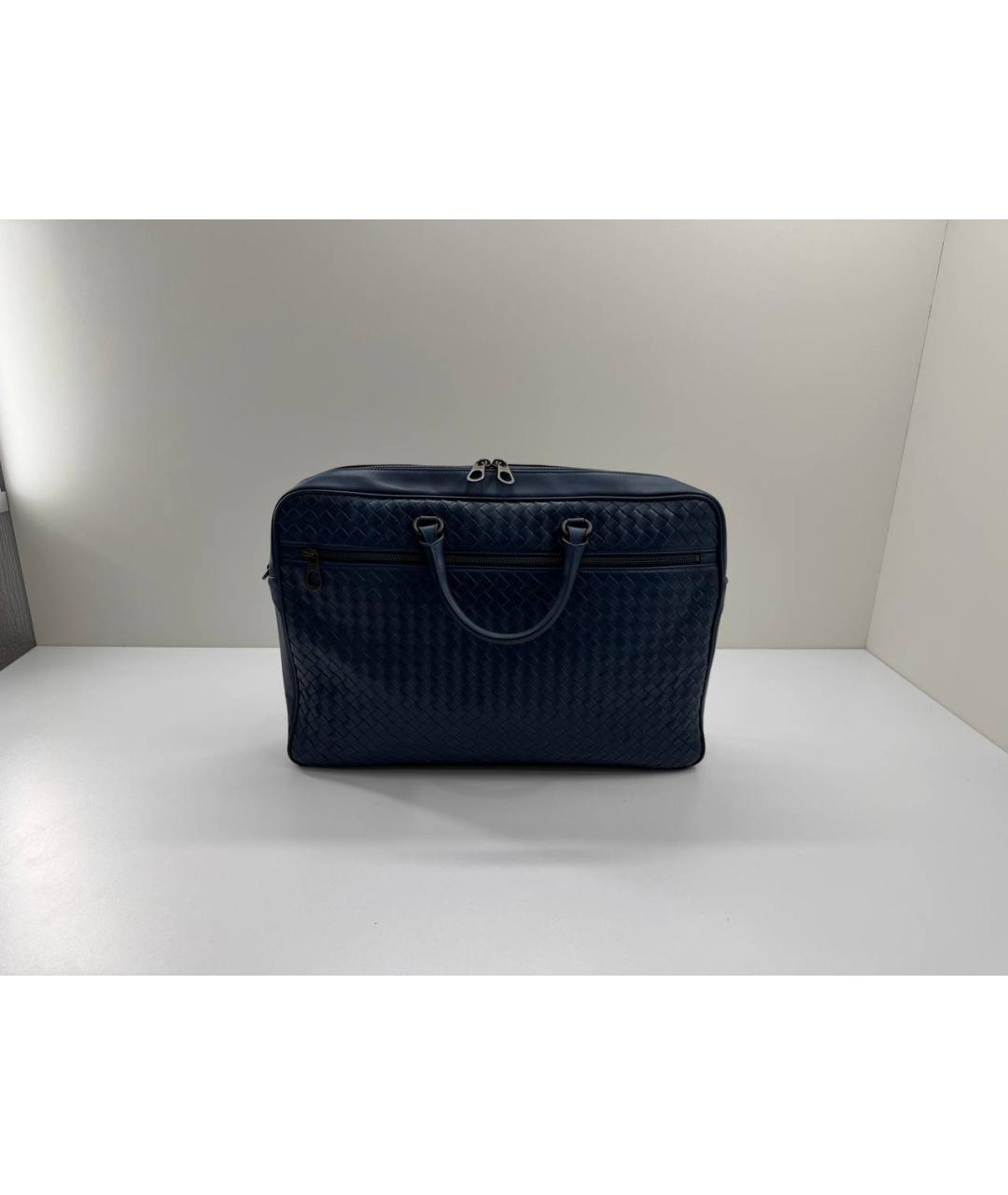 BOTTEGA VENETA Синий кожаный портфель, фото 10