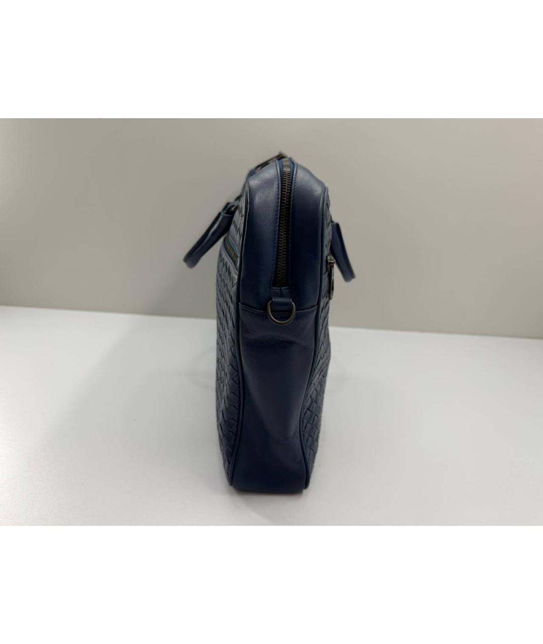 BOTTEGA VENETA Синий кожаный портфель, фото 8