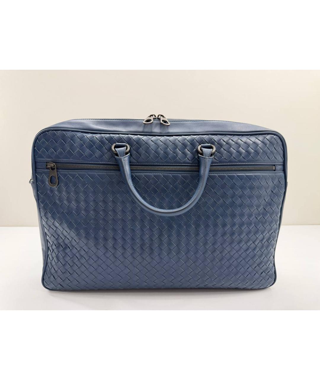 BOTTEGA VENETA Синий кожаный портфель, фото 2