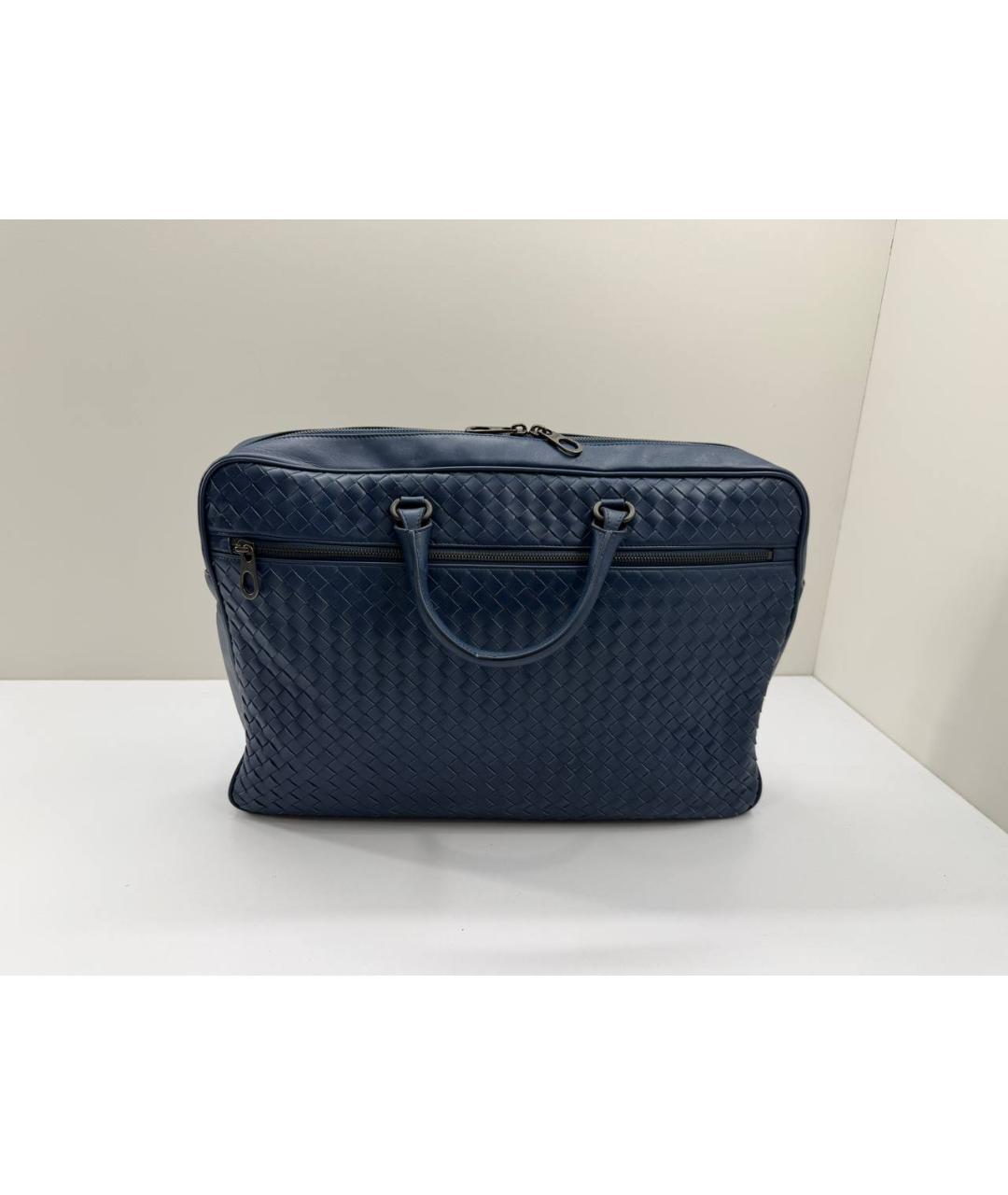 BOTTEGA VENETA Синий кожаный портфель, фото 6