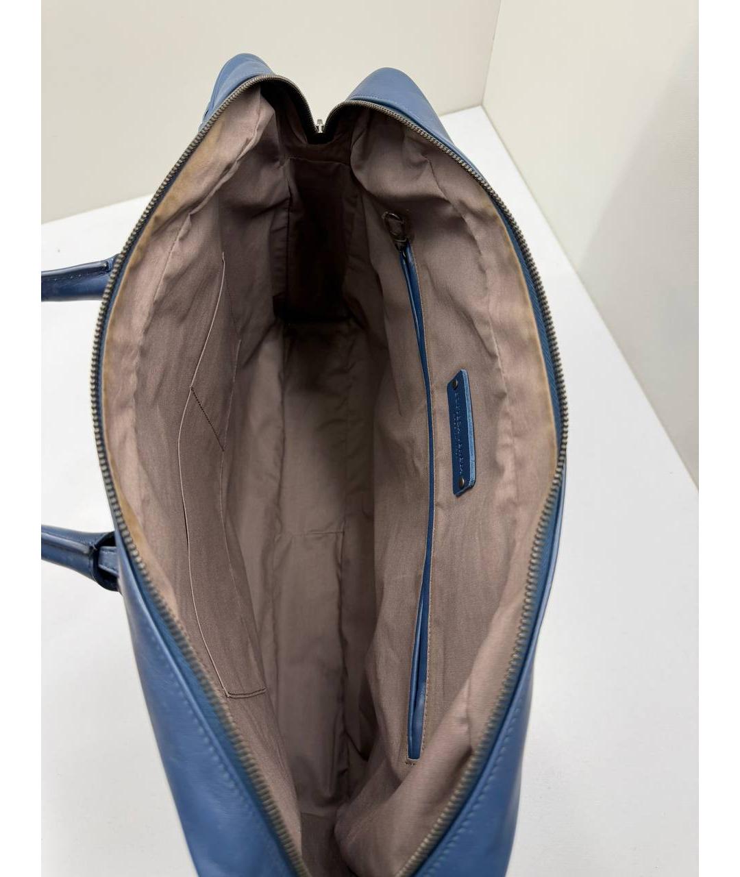 BOTTEGA VENETA Синий кожаный портфель, фото 9