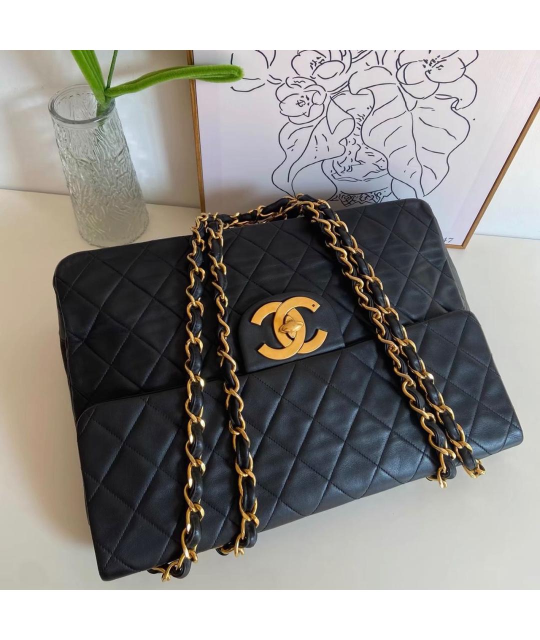 CHANEL Черная кожаная сумка тоут, фото 7