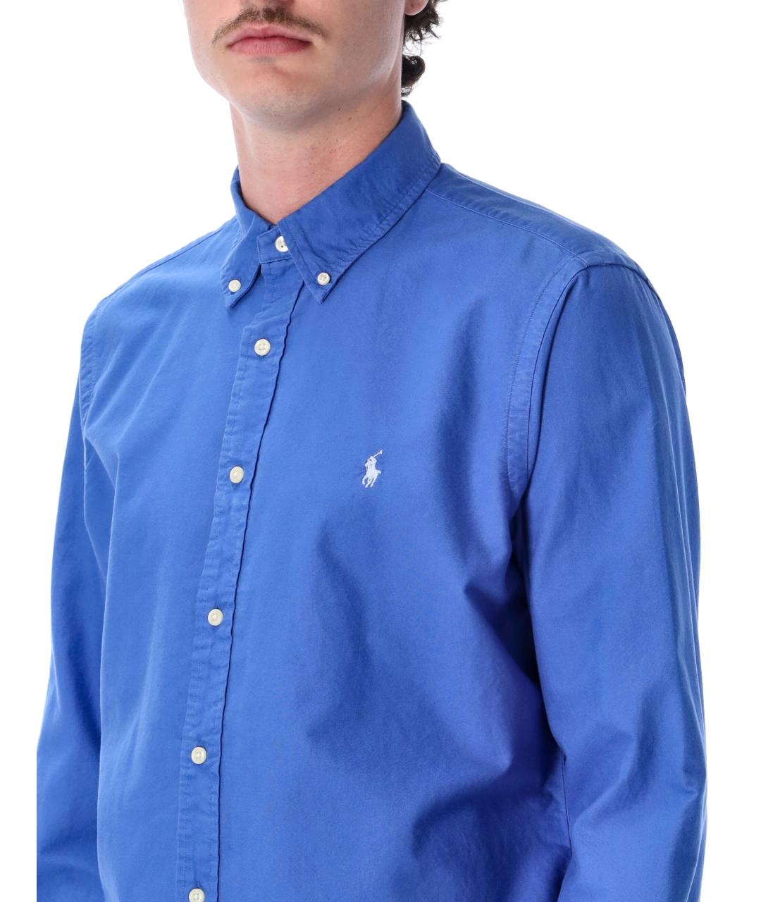 POLO RALPH LAUREN Синяя хлопковая классическая рубашка, фото 3