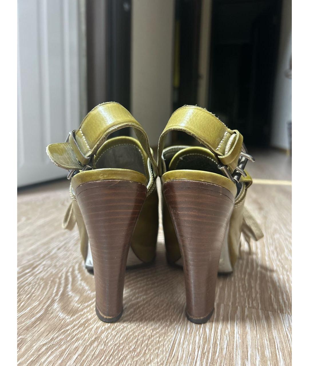 BARBARA BUI Зеленые кожаные босоножки, фото 4