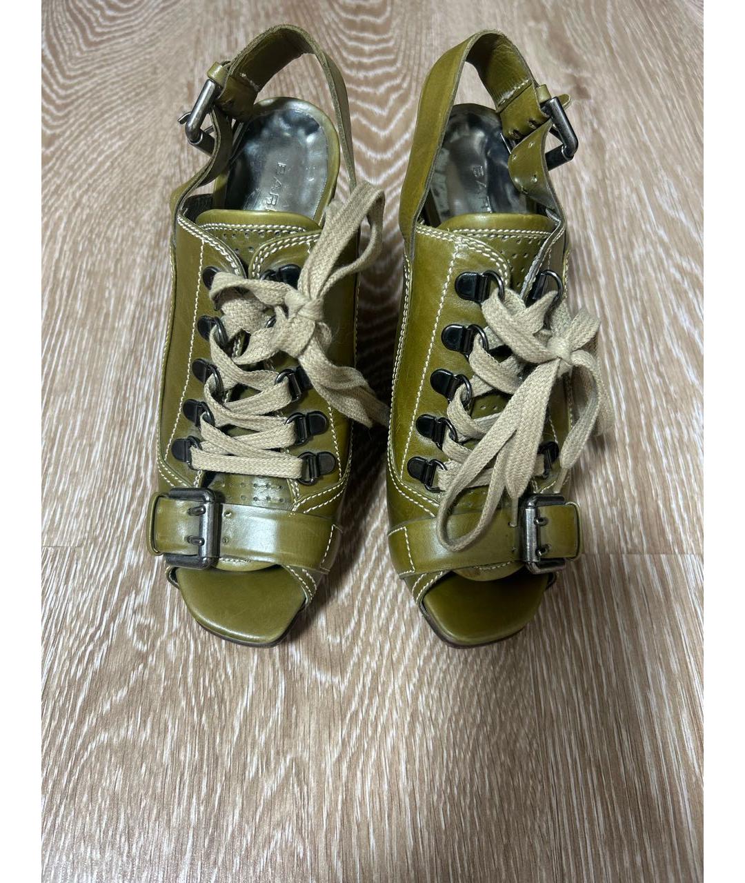 BARBARA BUI Зеленые кожаные босоножки, фото 2