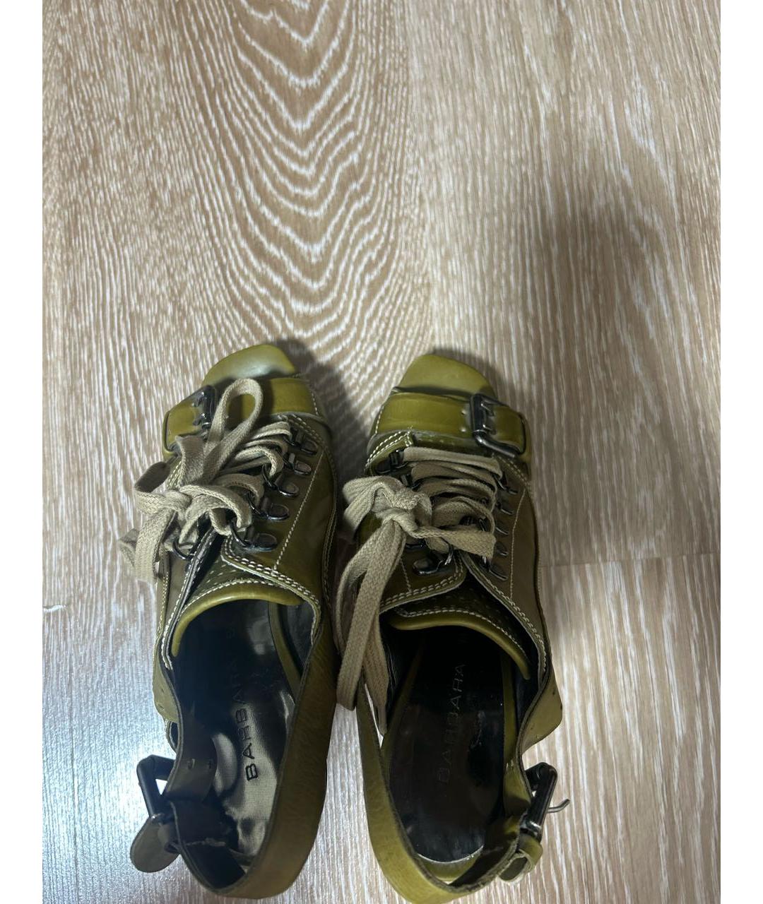 BARBARA BUI Зеленые кожаные босоножки, фото 3