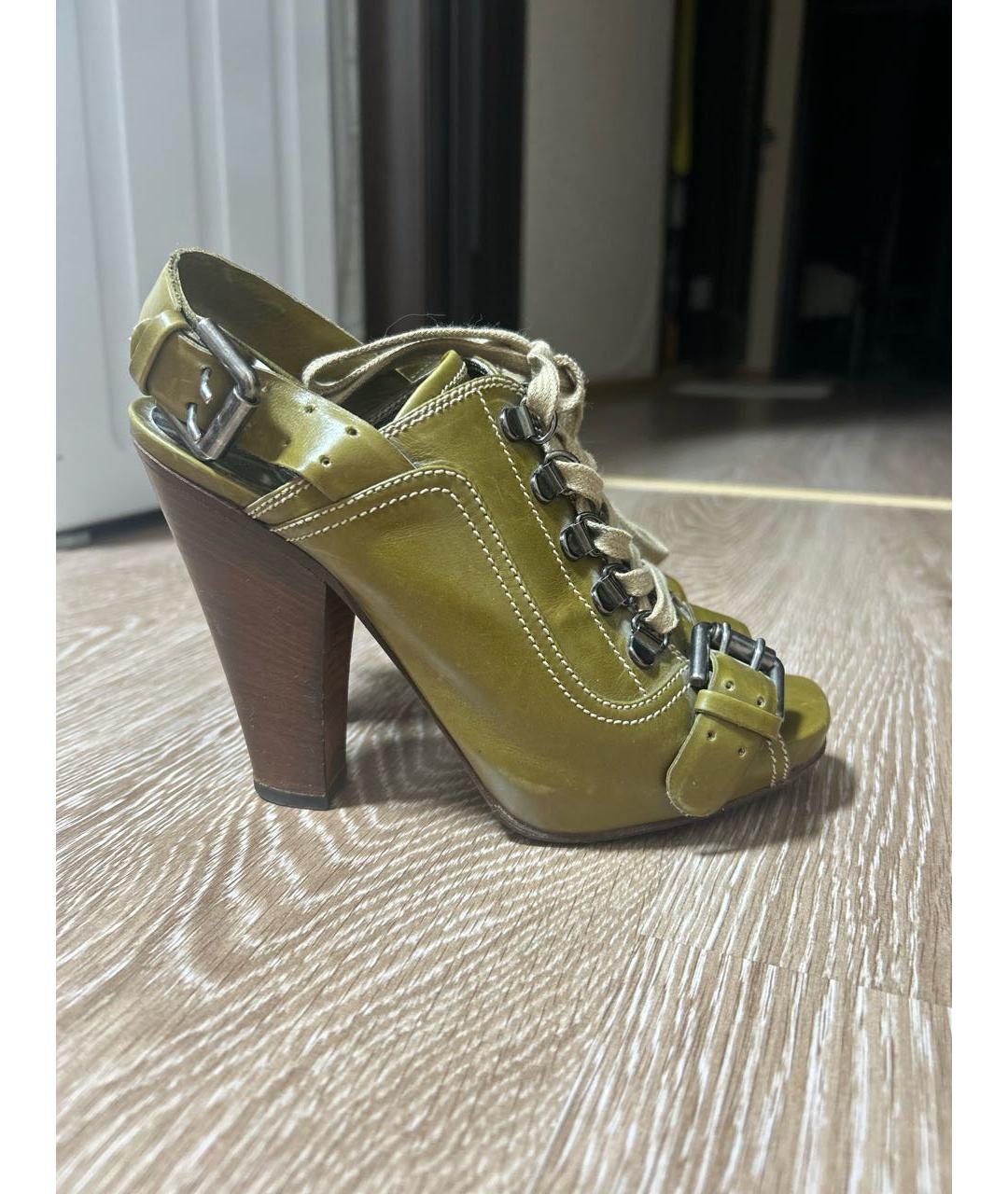 BARBARA BUI Зеленые кожаные босоножки, фото 5