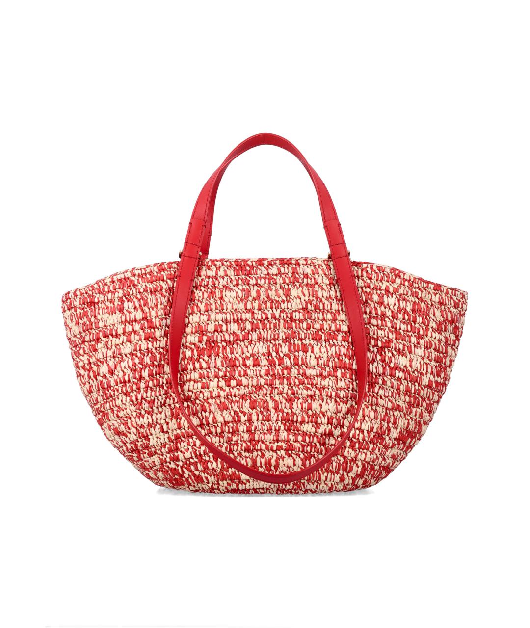 LOEWE Красная пелетеная сумка тоут, фото 3