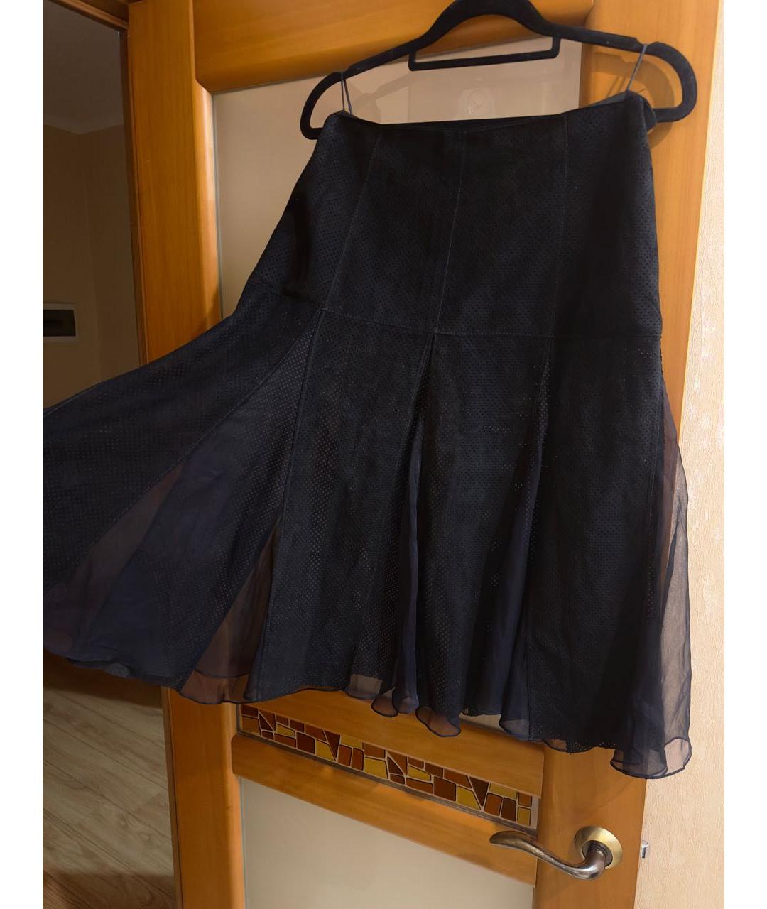 DOLCE&GABBANA Черная кожаная юбка миди, фото 2