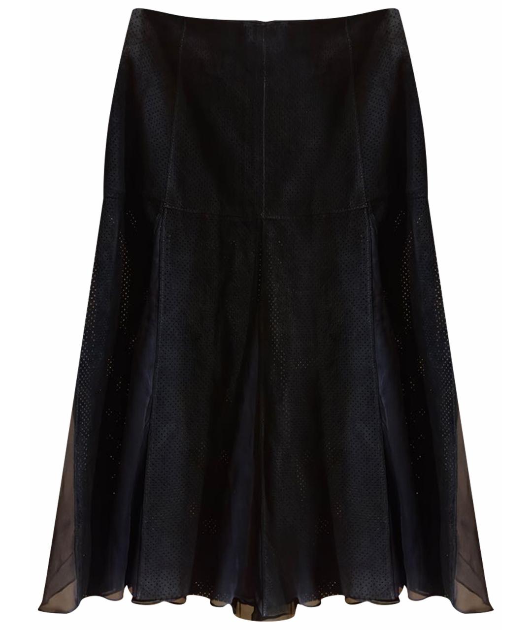 DOLCE&GABBANA Черная кожаная юбка миди, фото 1