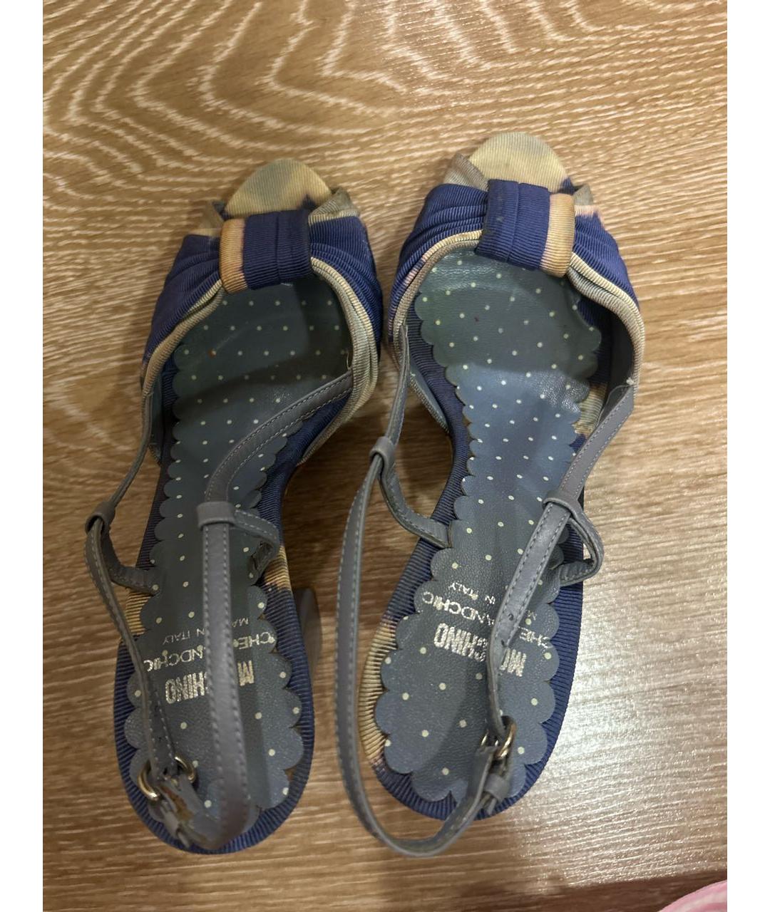 MOSCHINO Темно-синие текстильные босоножки, фото 3