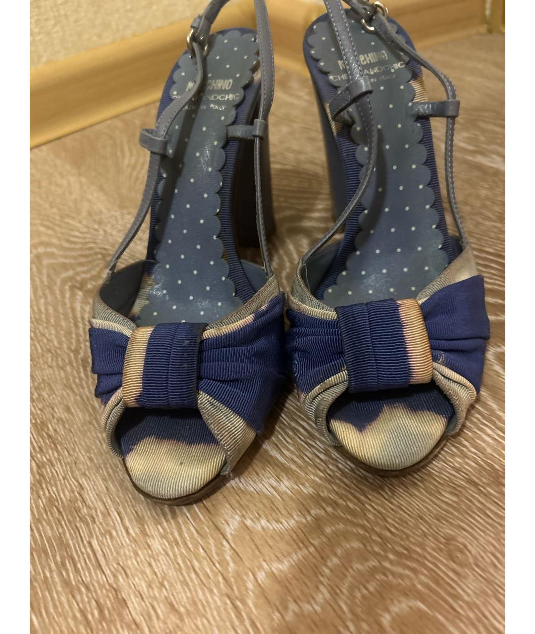 MOSCHINO Темно-синие текстильные босоножки, фото 2