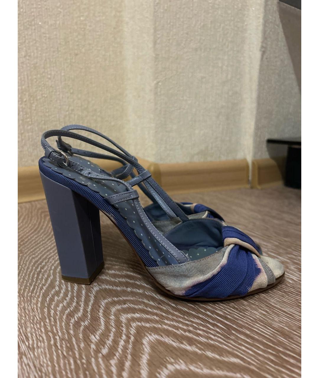 MOSCHINO Темно-синие текстильные босоножки, фото 5