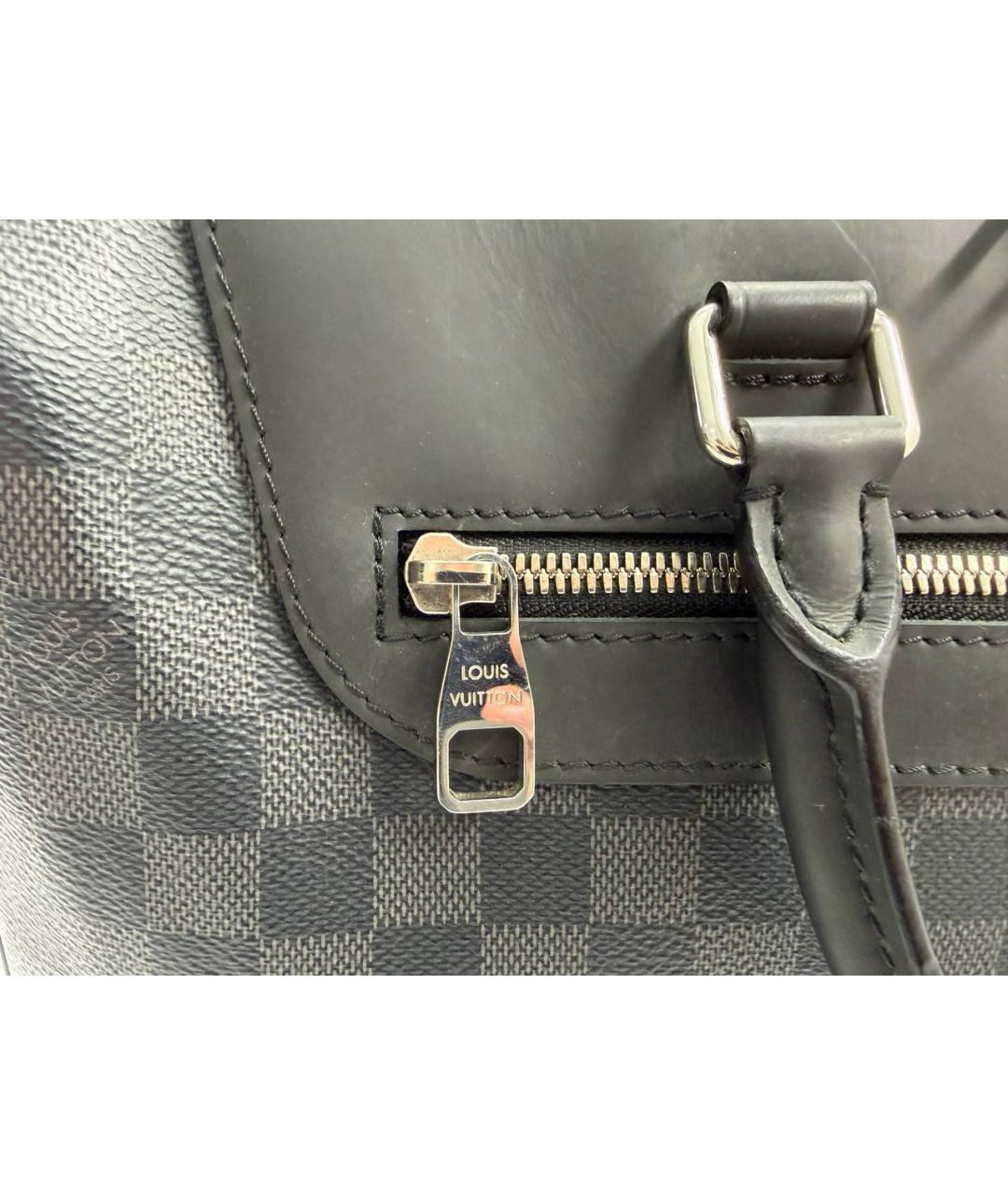 LOUIS VUITTON Черный кожаный портфель, фото 5