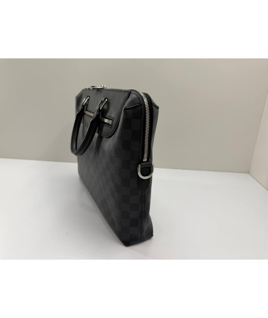 LOUIS VUITTON Черный кожаный портфель, фото 6