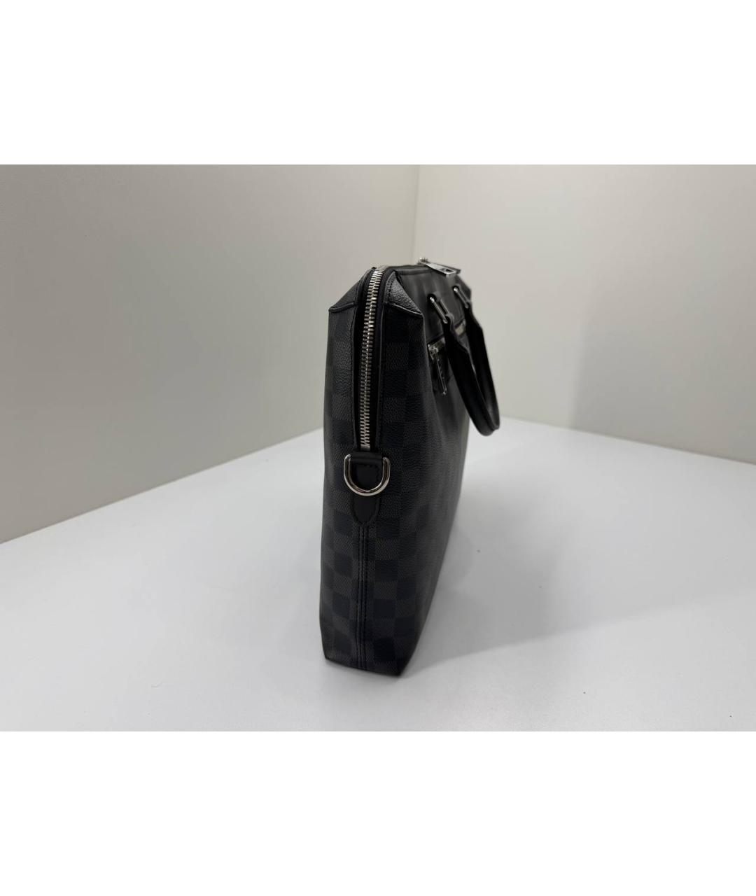 LOUIS VUITTON Черный кожаный портфель, фото 4