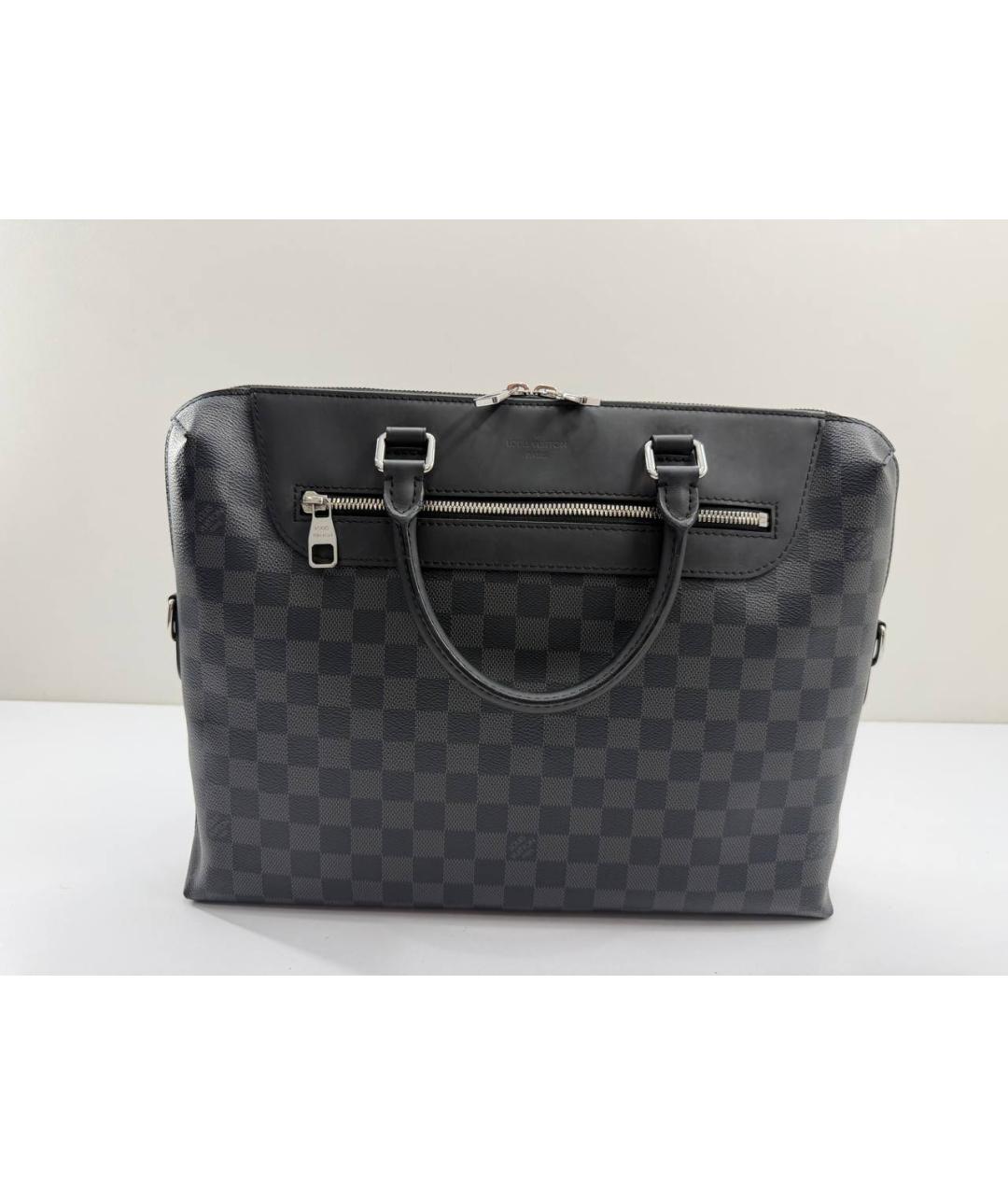 LOUIS VUITTON Черный кожаный портфель, фото 2