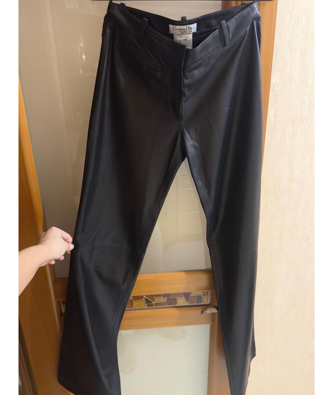 GUCCI Черные кожаные прямые брюки, фото 7
