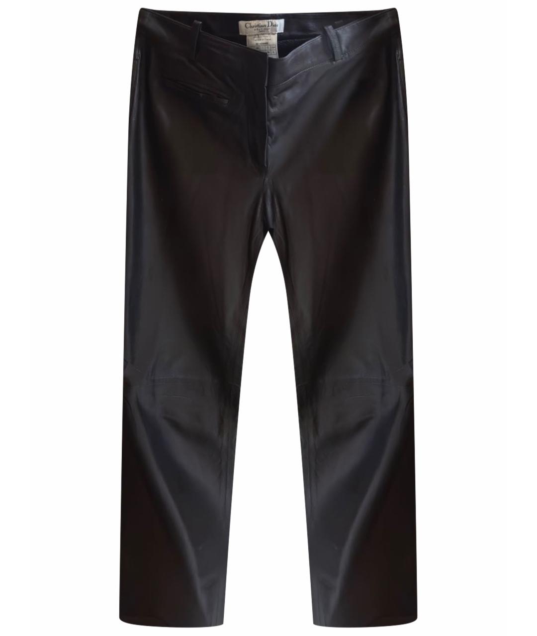 GUCCI Черные кожаные прямые брюки, фото 1