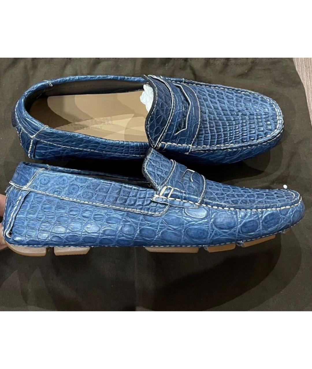 TESTONI Синие мокасины из экзотической кожи, фото 8