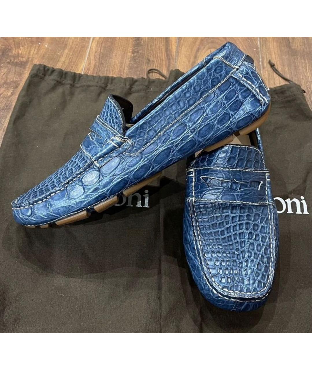 TESTONI Синие мокасины из экзотической кожи, фото 3