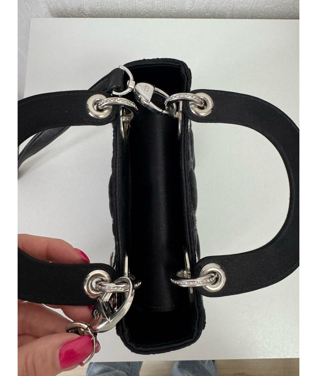 CHRISTIAN DIOR Черная шелковая сумка с короткими ручками, фото 5