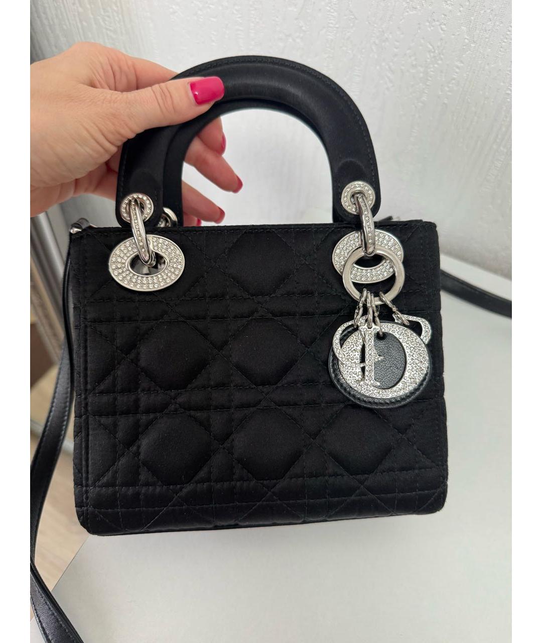 CHRISTIAN DIOR Черная шелковая сумка с короткими ручками, фото 7