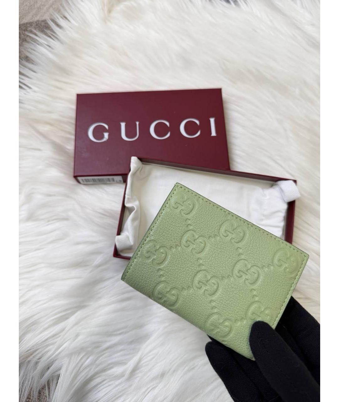 GUCCI Салатовый кожаный кошелек, фото 2