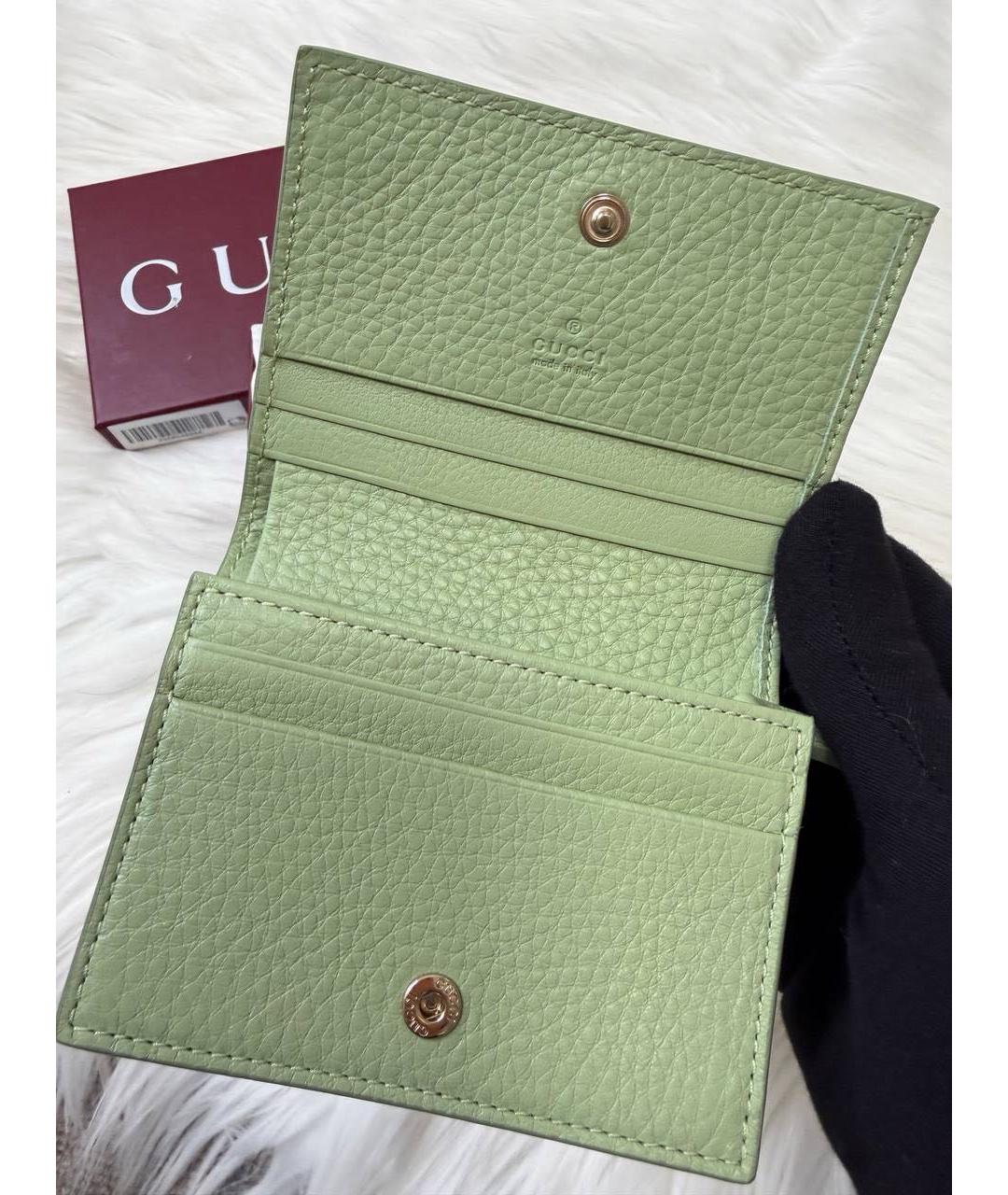 GUCCI Салатовый кожаный кошелек, фото 4