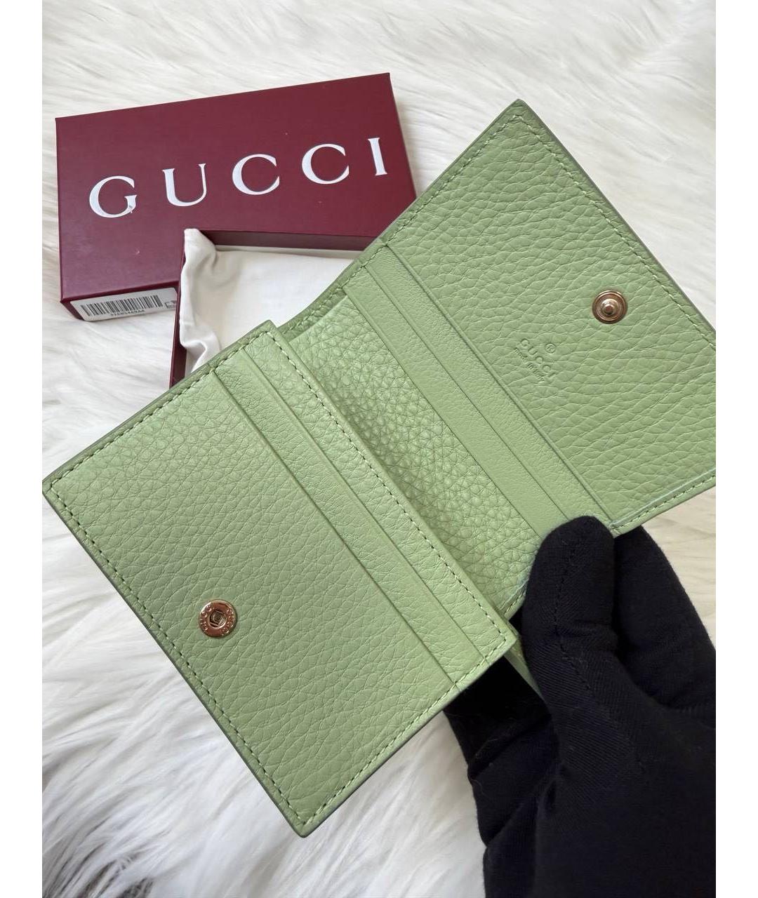 GUCCI Салатовый кожаный кошелек, фото 3