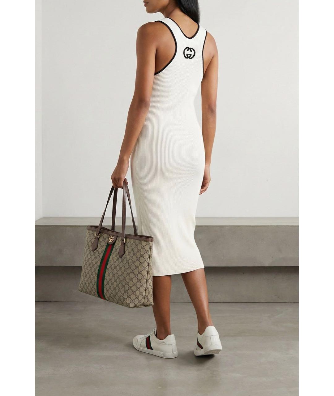 GUCCI Белое вискозное повседневное платье, фото 2