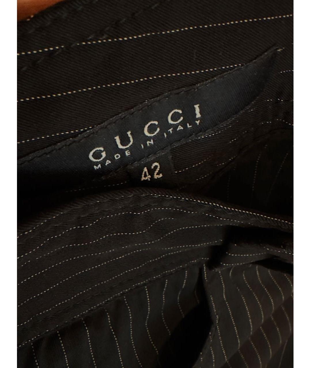 GUCCI Черные шерстяные прямые брюки, фото 3