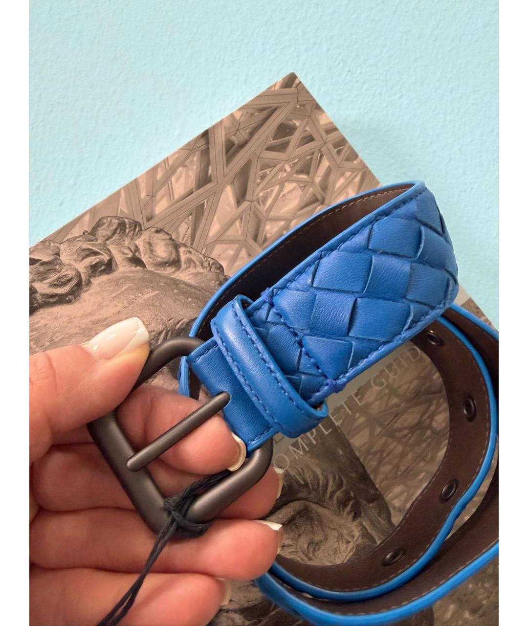 BOTTEGA VENETA Синий кожаный ремень, фото 2