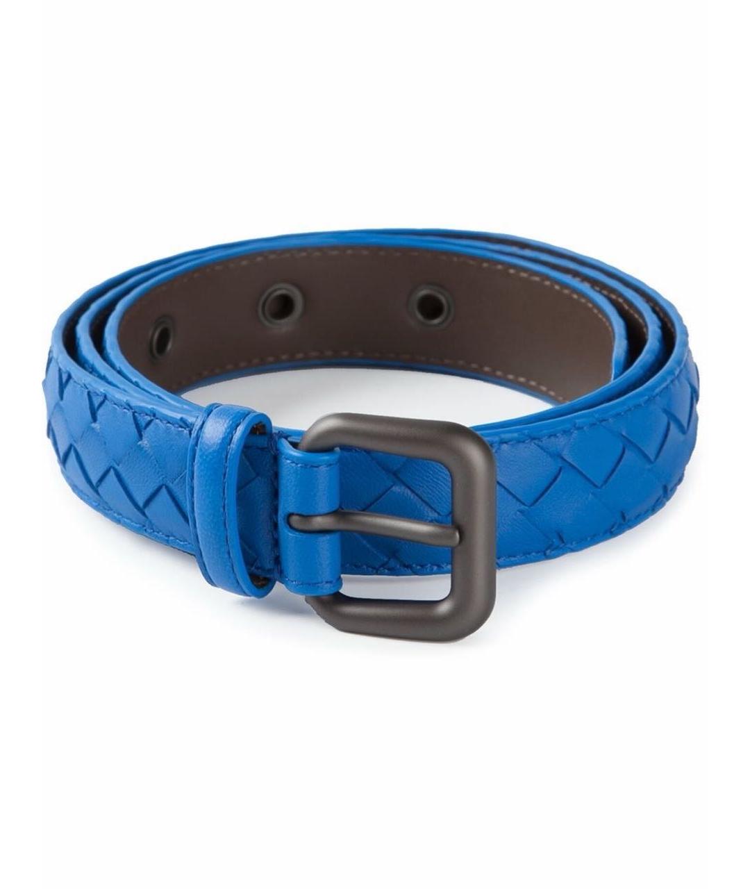 BOTTEGA VENETA Синий кожаный ремень, фото 8