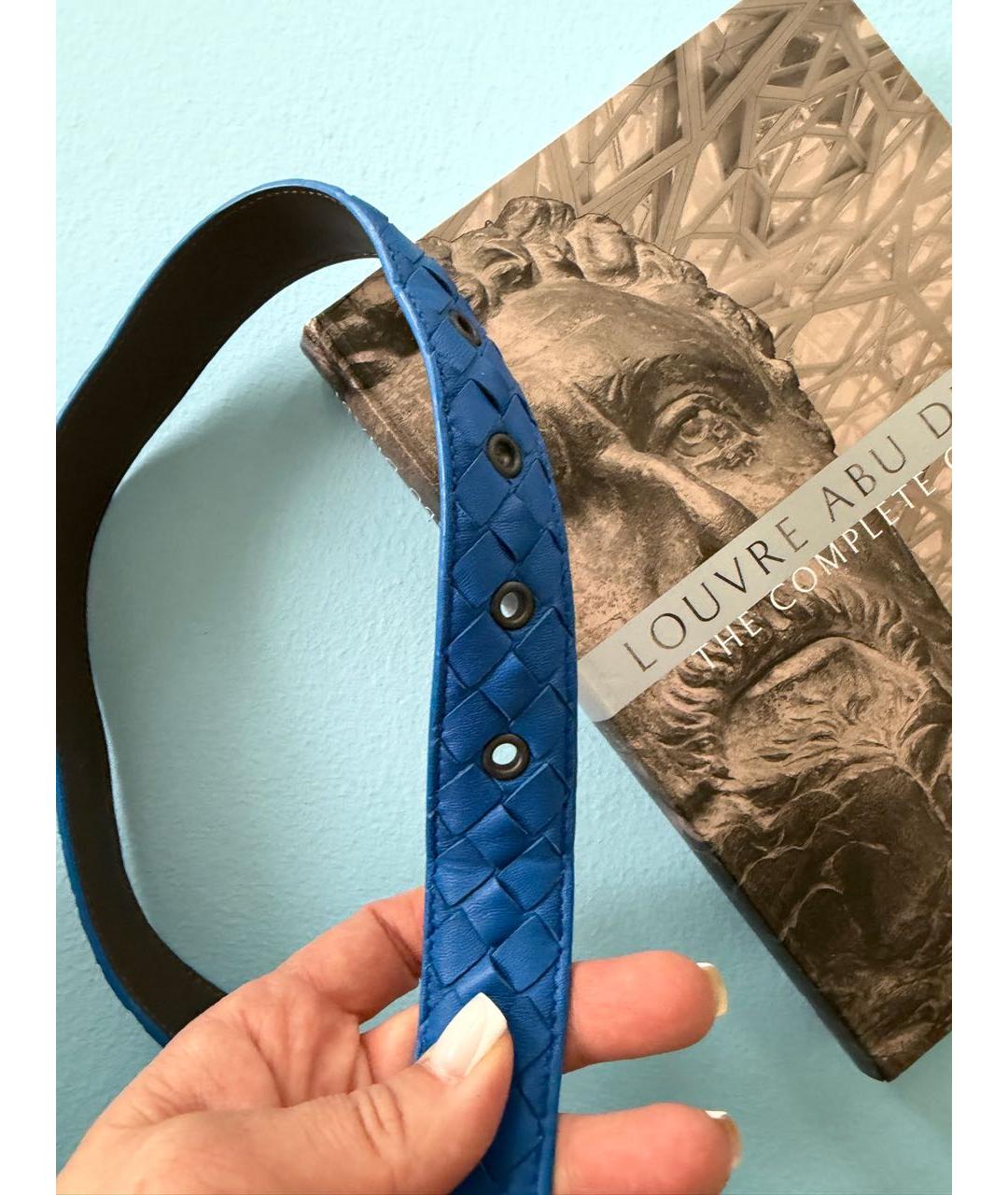 BOTTEGA VENETA Синий кожаный ремень, фото 5