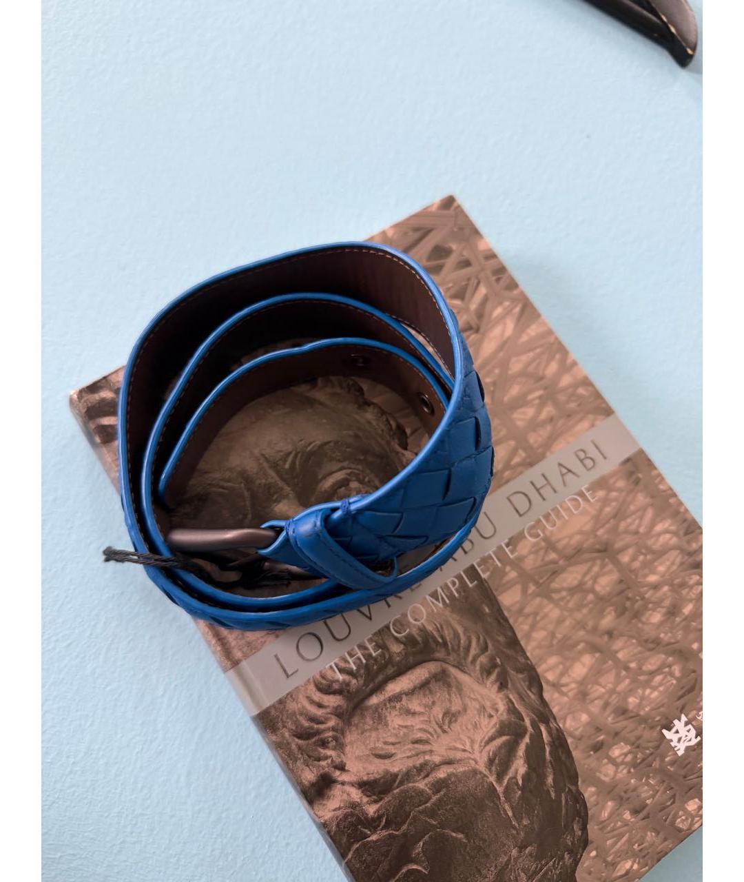 BOTTEGA VENETA Синий кожаный ремень, фото 4