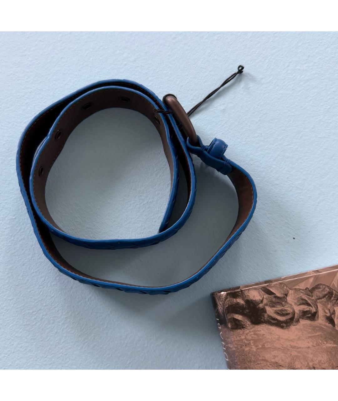 BOTTEGA VENETA Синий кожаный ремень, фото 7