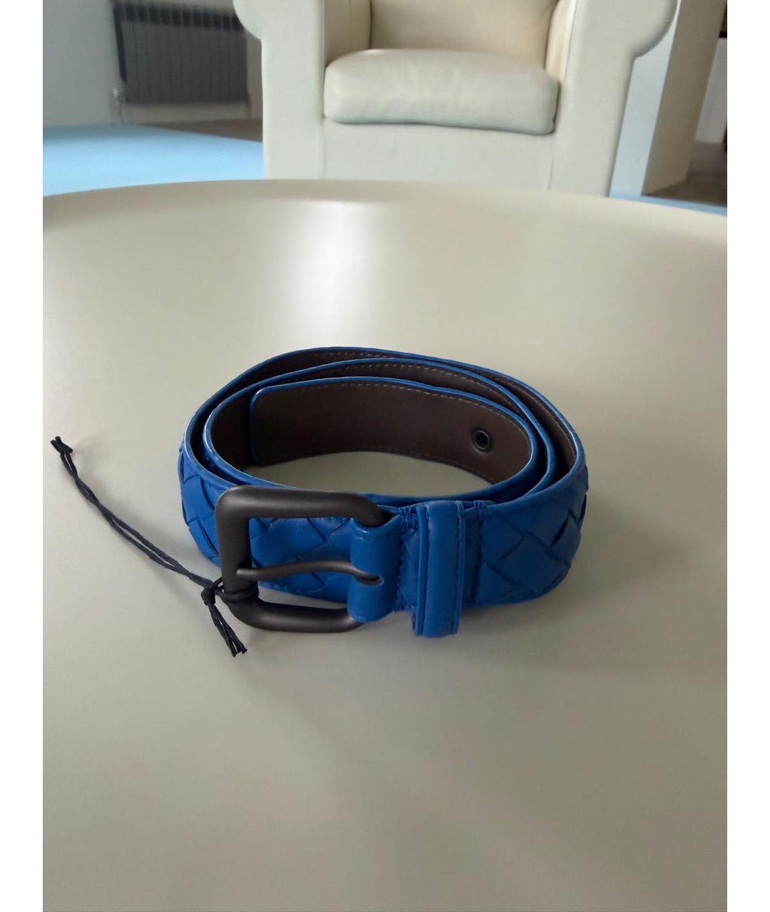 BOTTEGA VENETA Синий кожаный ремень, фото 6