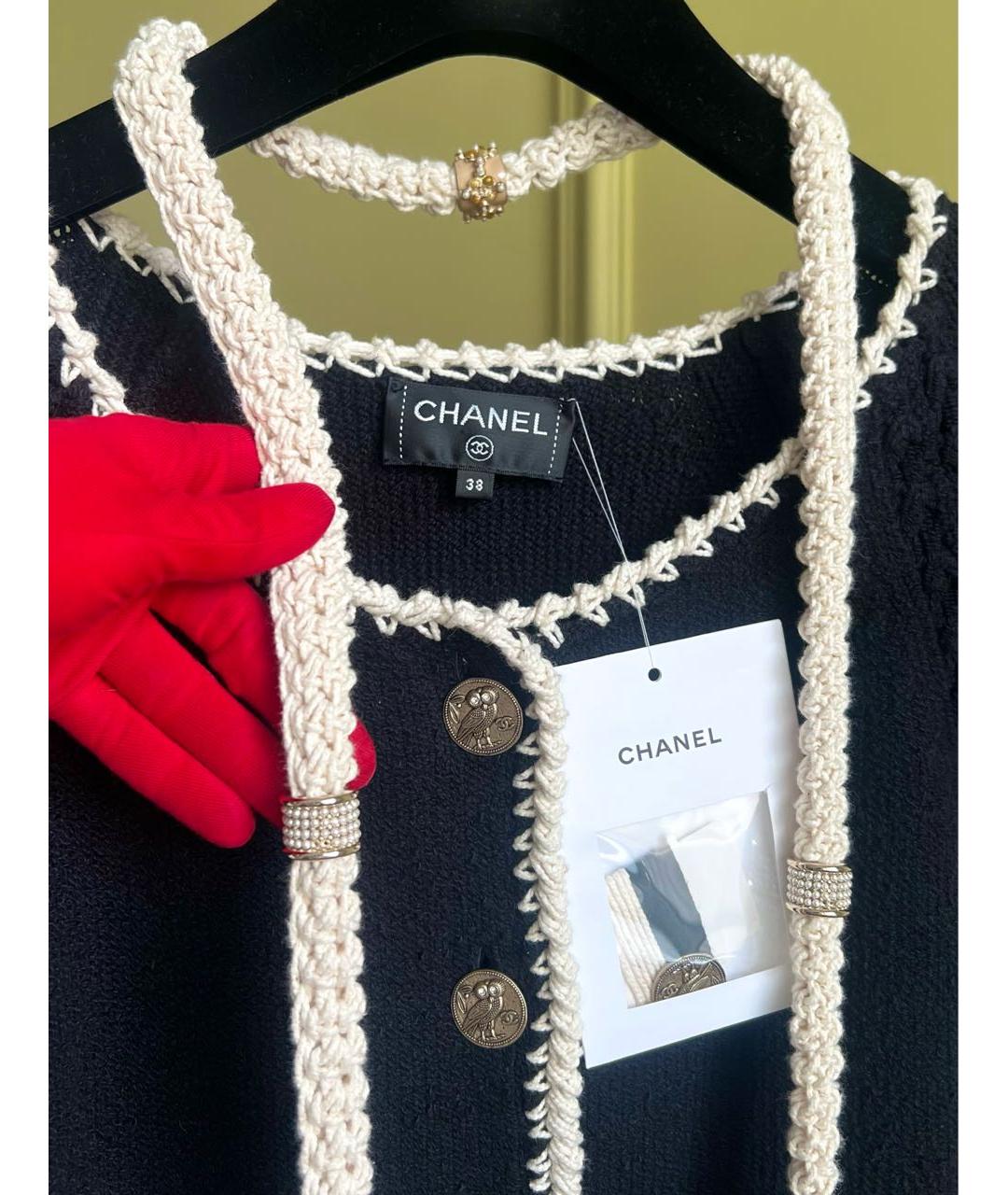 CHANEL Черный хлопковый кардиган, фото 2