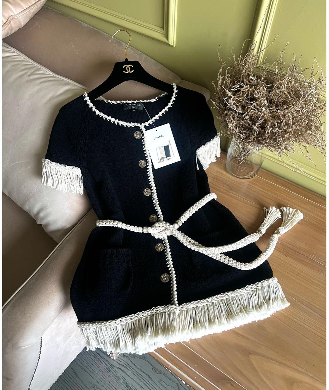 CHANEL Черный хлопковый кардиган, фото 4