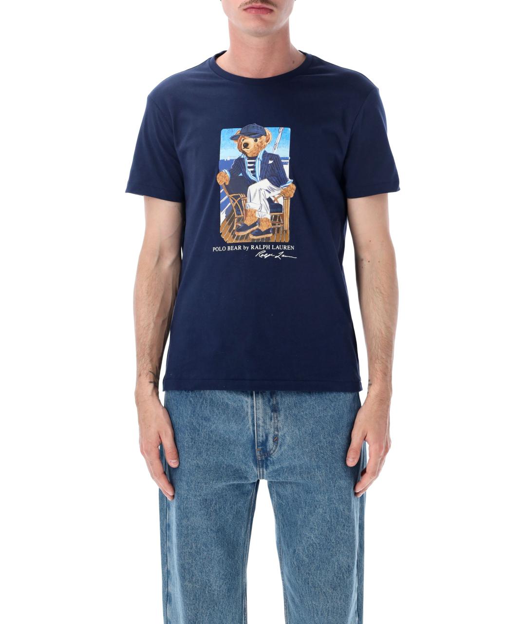 POLO RALPH LAUREN Темно-синяя хлопковая футболка, фото 1
